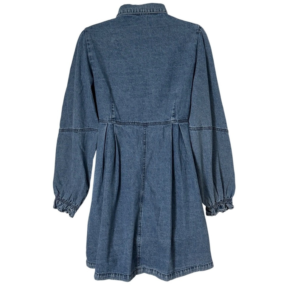 Lulus Uniquely Darling Medium Wash Denim Mini Dress Pockets Size S NEW - Picture 4 of 12